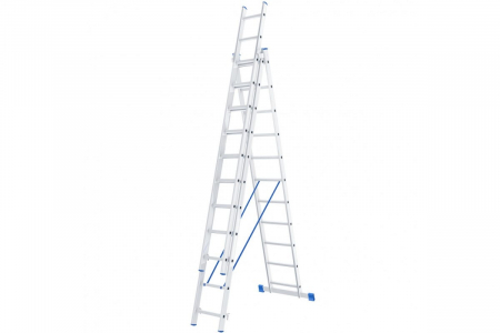 Алюминиевая трехсекционная лестница СИБРТЕХ 3х11 ступеней 97821