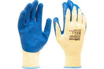 Трикотажные полиэфирные перчатки СИБРТЕХ латексное рельефное покрытие, 10 677535